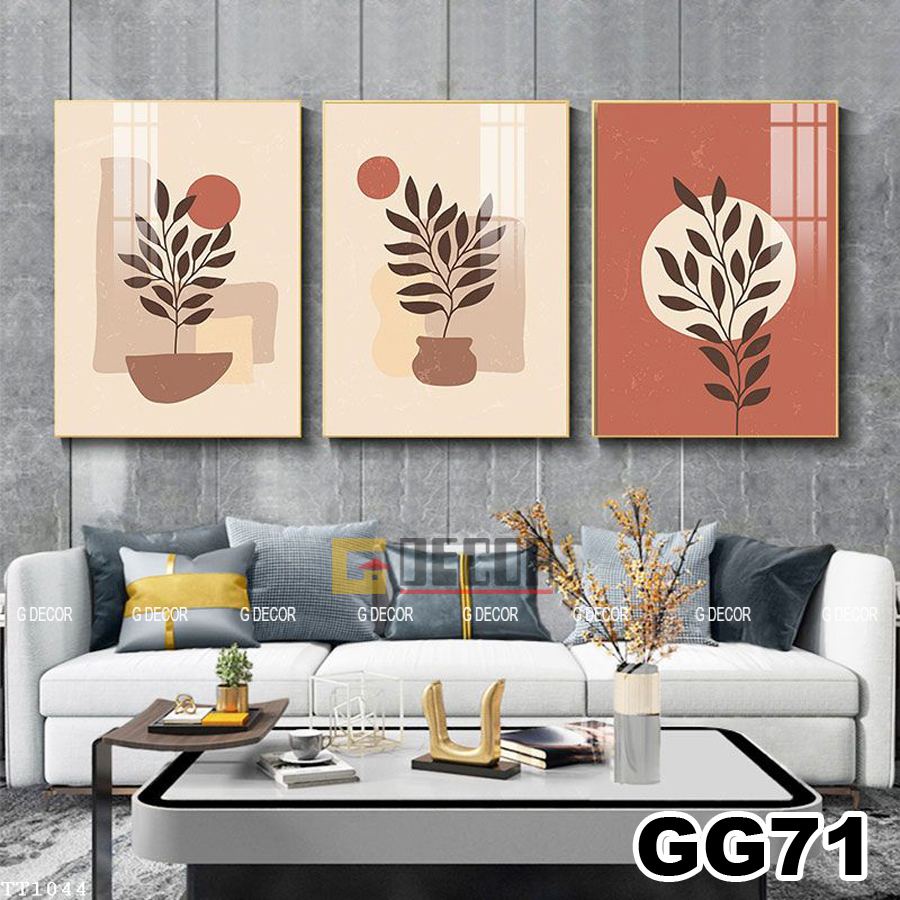 Tranh treo tường canvas 3 bức phong cách hiện đại Bắc Âu 18, tranh decor trang trí phòng khách, phòng ngủ, phòng ăn, spa