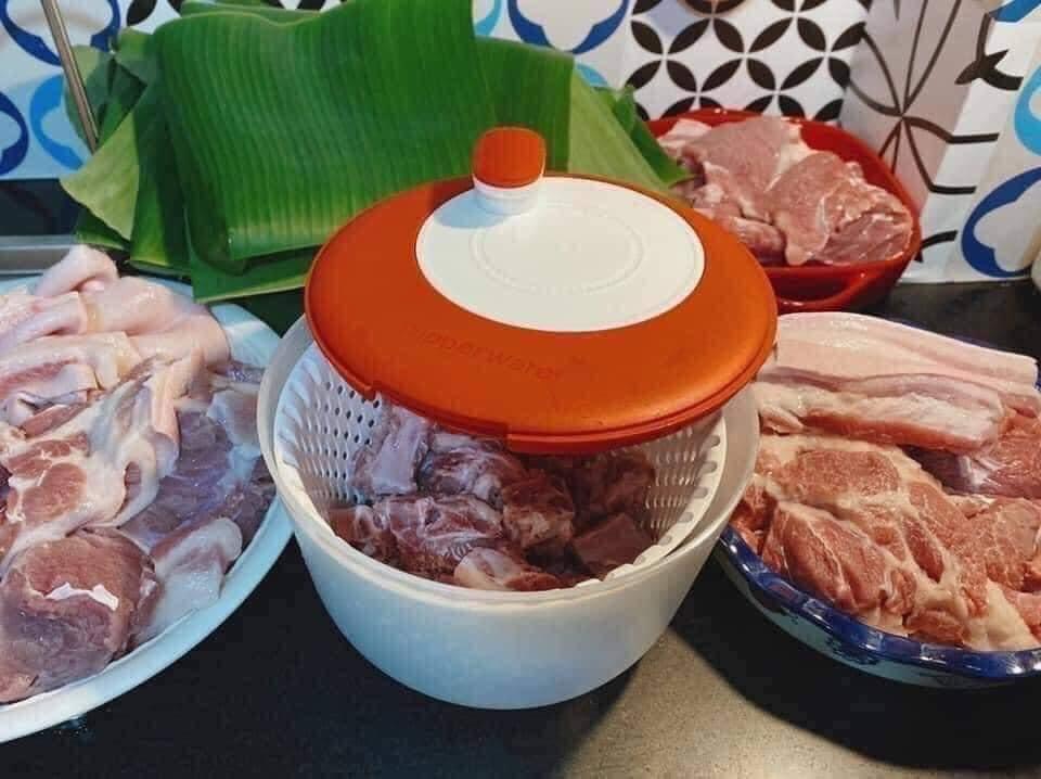 Tupperware rổ quay rau Spinning Chef, dụng cụ quay rau