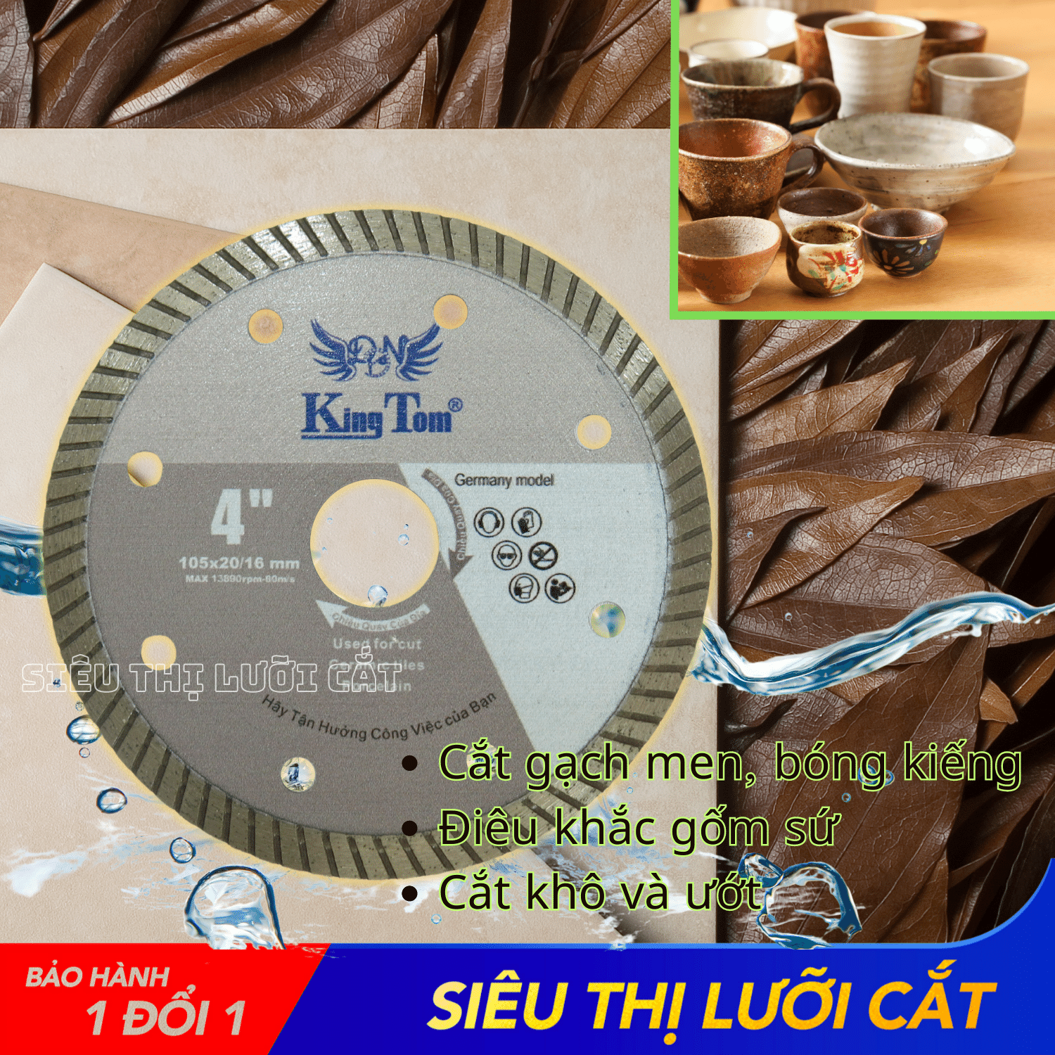 Lưỡi Cắt Đa Năng 105mm KingTom Xám - Chuyên Gạch Men, Bóng Kiếng