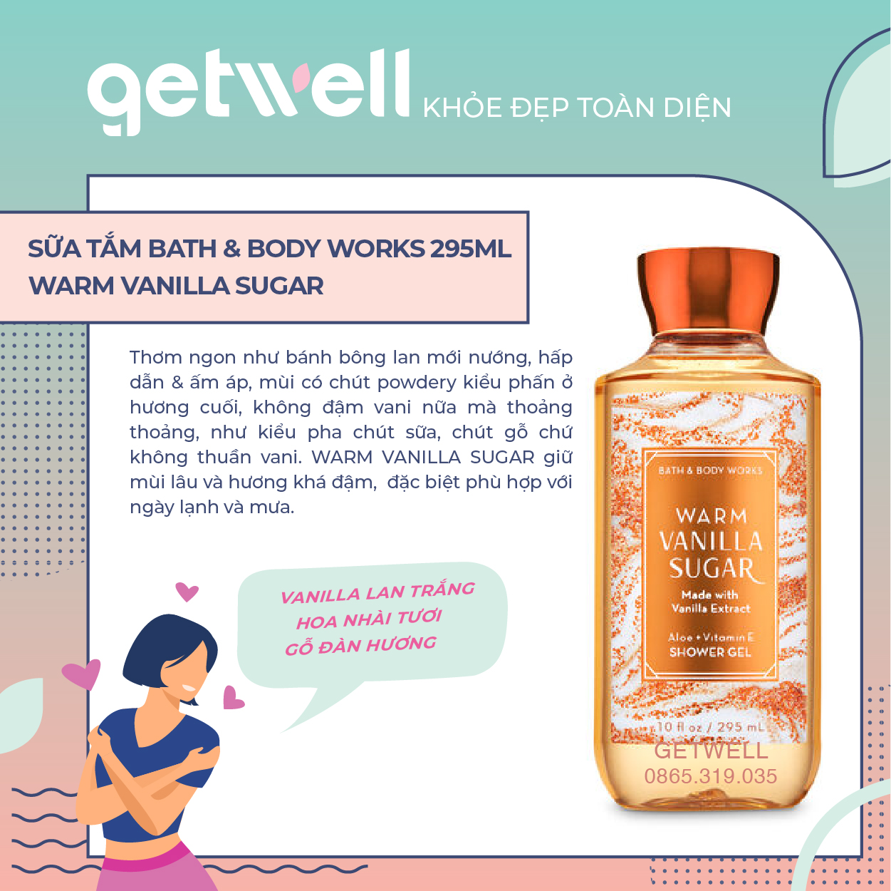 [HCM]WARM VANILLA SUGAR | Sản Phẩm Tắm Toàn Thân Bath & Body Works Shower Gel 295ml