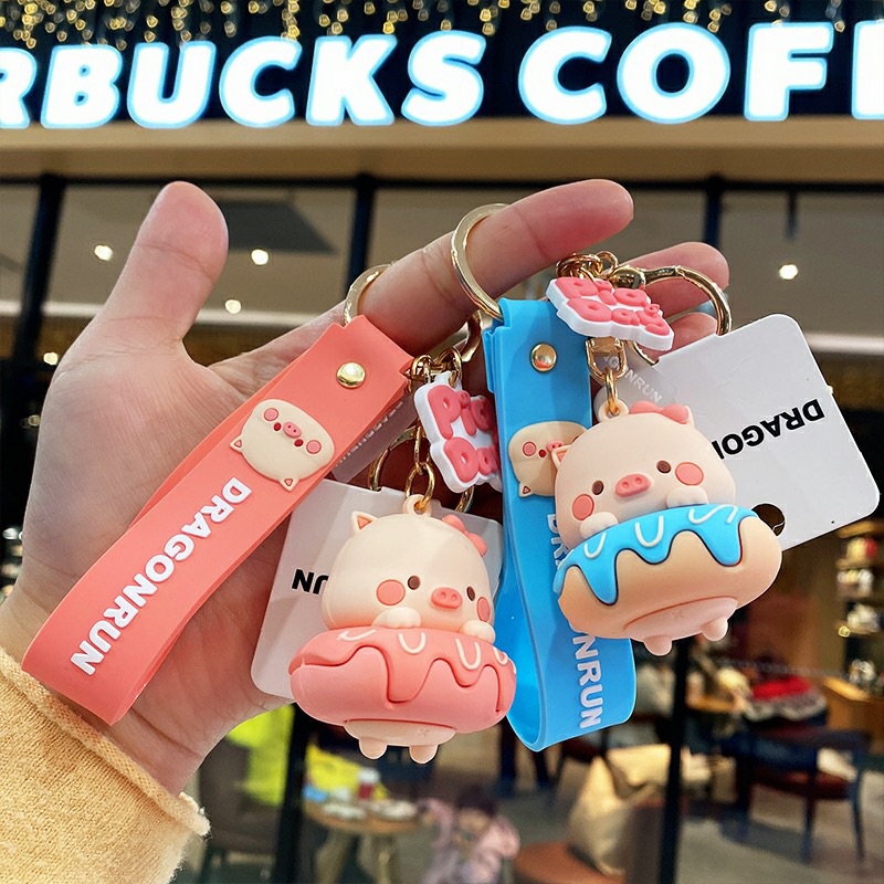 Móc khoá đôi con heo bánh donut