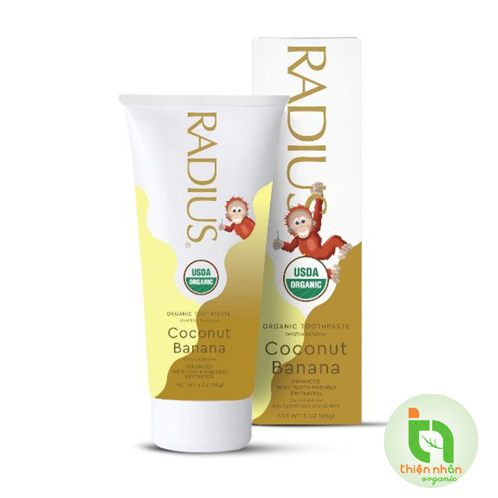 Kem đánh răng trẻ em chuối dừa Radius 85gr