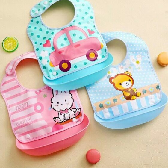 Yếm ăn dặm chống thấm có máng tháo rời tiện lợi sạch sẽ cho bé