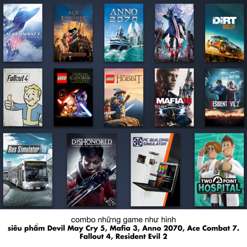 Game dành cho PC - Steam Account -  Combo 1 - Anno 2070, Devil May Cry 5, Age of Emprires 3, Fallout 4, Mafia 3, Hello Neighbor Alpha 1,4 - Game PC - Game cho máy tính