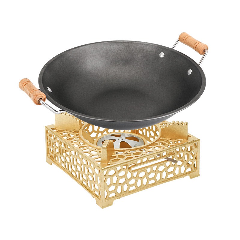 Bếp Cồn Gang Cao Cấp - Mạ Vàng [ Kích Thước : 7cm x 19cm ]