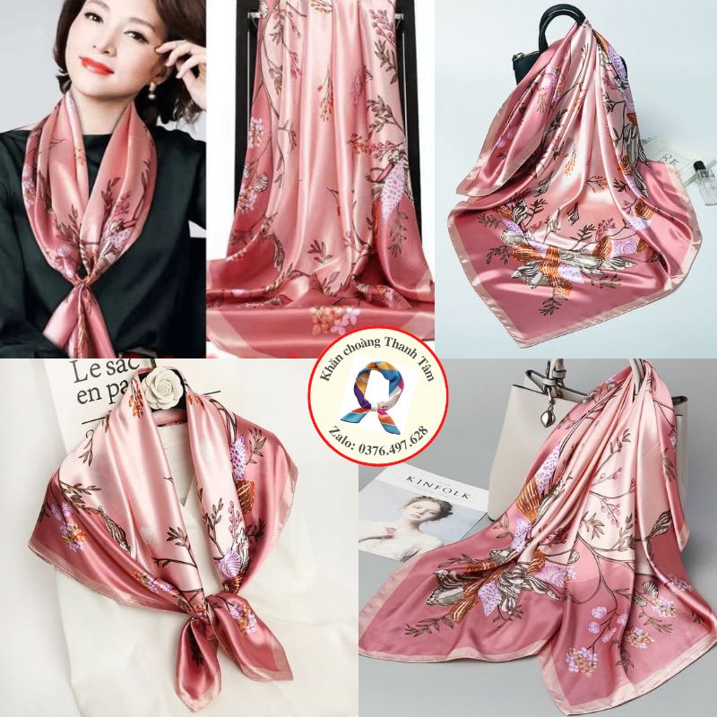 Khăn lụa quàng cổ 90x90cm nhiều màu