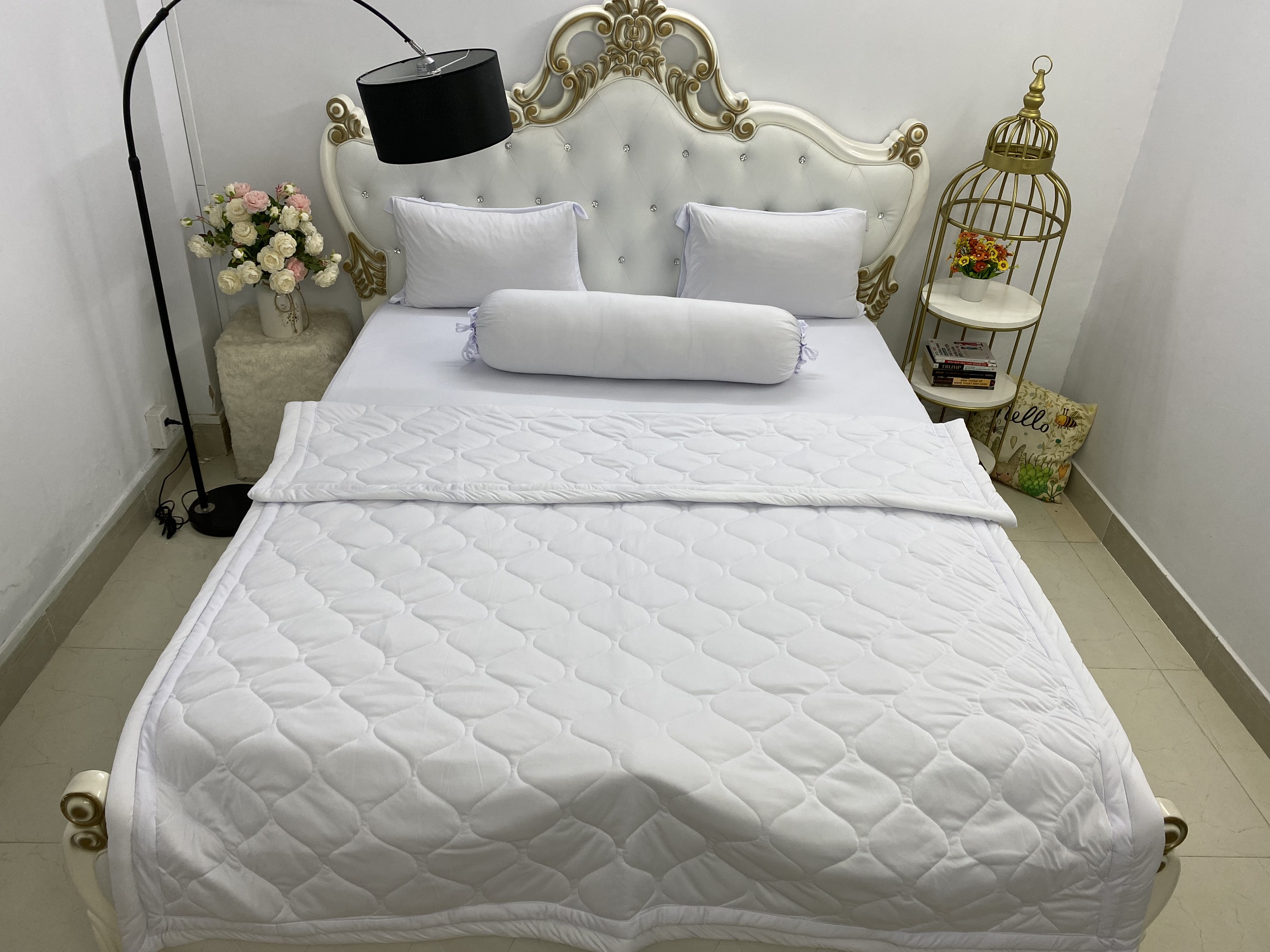 [HCM]Bộ drap thun Hàn Quốc loại 1 có mền 5 món ( 1 drap + 1 chăn chần bông + 3 áo gối) đủ size