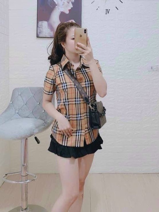 Áo sơ mi nữ  không nhăn, Sơ mi nữ caro học sinh, sinh viên, văn phòng dáng ôm Body Hàn quốc cực chất XQ FASHION XQXMC32