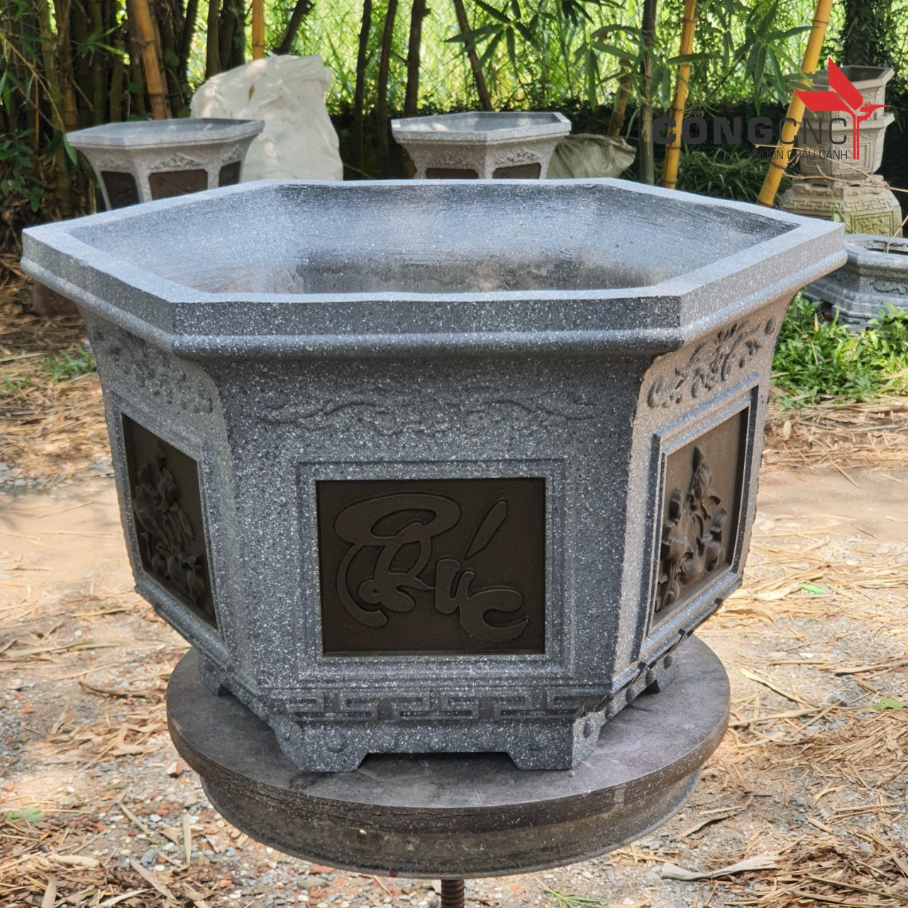 Khuôn Chậu Lục Giác 60 (Hoa Sen- Phúc Lộc Thọ- Tết)