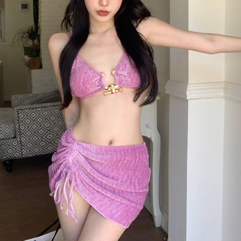 Bộ Đồ Bơi Ba Mảnh Chất Liệu Nhung