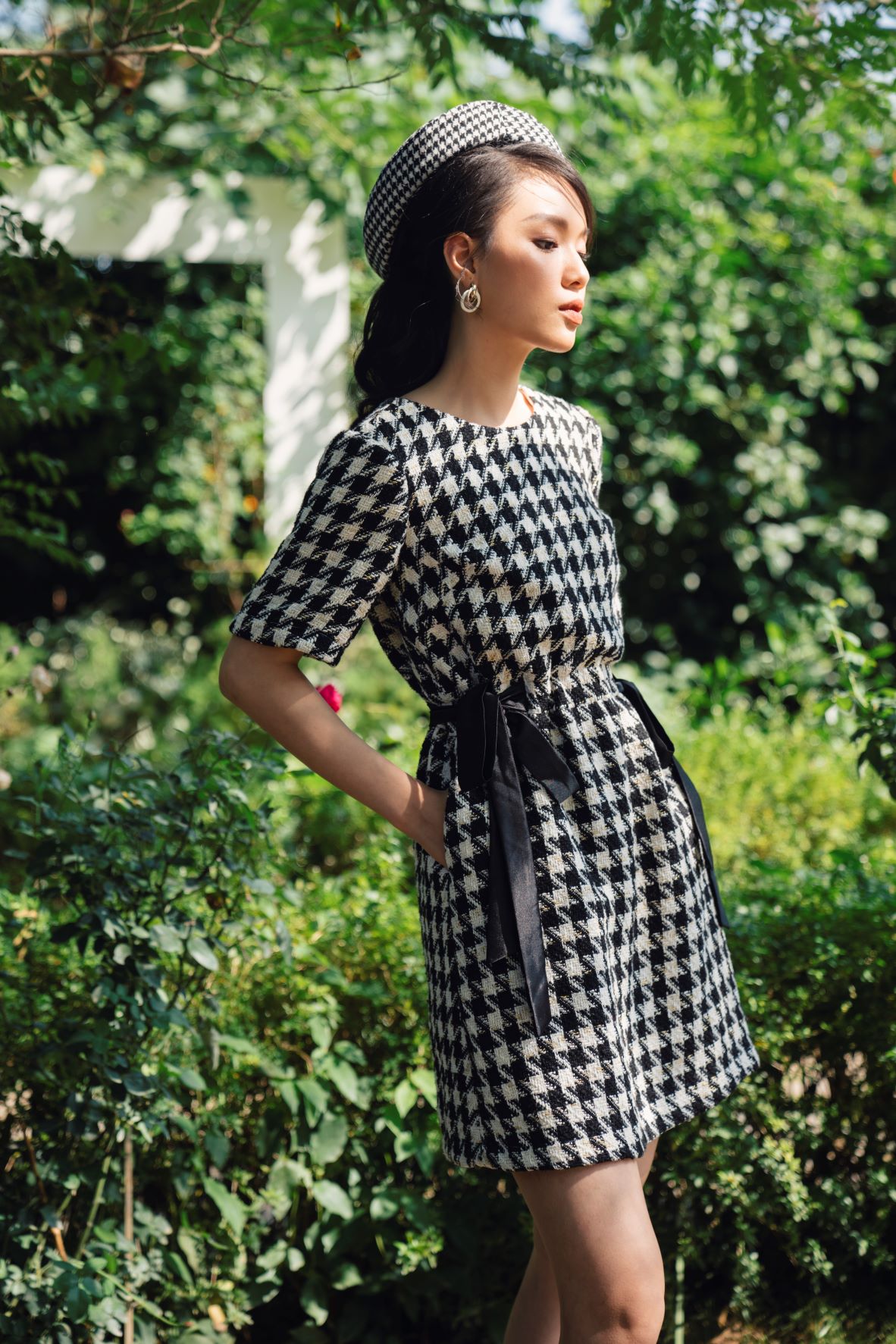 De Leah - Đầm Suông Tweed Nơ Eo - Thời Trang Thiết Kế