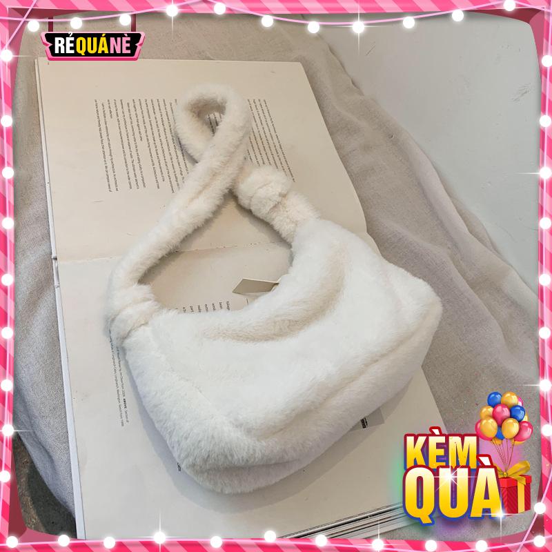 Women shoulder bag delivery nature fur soft plain color RQN1986 - requane