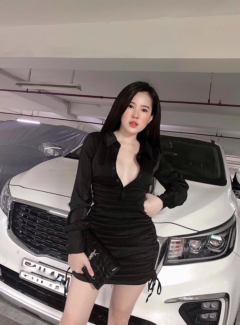 Đầm body rút dây cổ sơ mi
