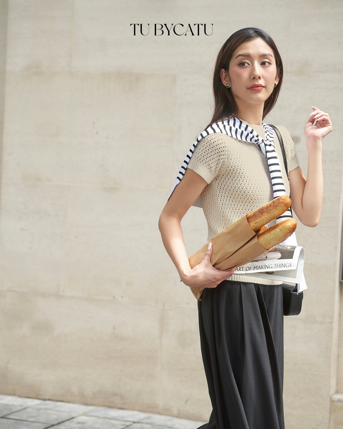 TUBYCATU | Áo len ren lỗ cổ tròn basic knit top nhiều màu