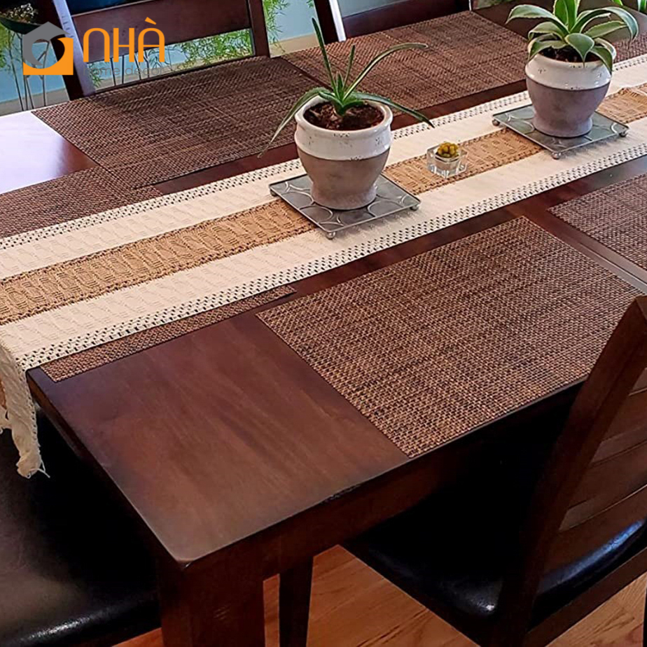 Khăn Trải Bàn Table Runner Tua Rua Trang Trí Bàn Ăn