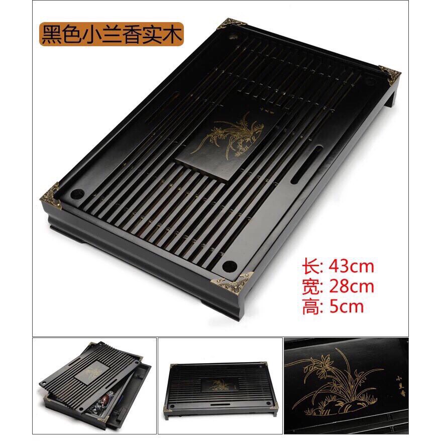 Khay trà ấm chén bọc đồng 43x28cm