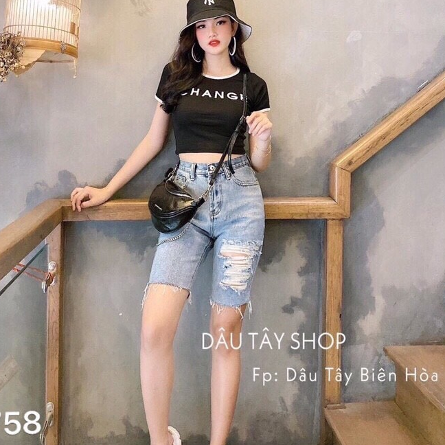 QUẦN SHORT SỌT JEAN LỬNG KIỂU NGỐ NỮ CHẤT BÒ XANH CẠP RÁCH ULZZANG VIP LƯNG CAO NÂNG MÔNG DB-201 - DUBAI FASHION