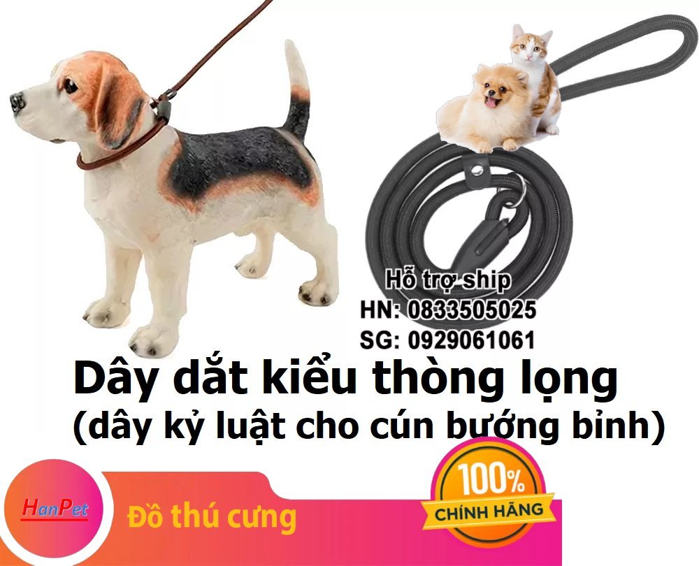 Hanpet - Dây Dắt chó mèo  kiểu thòng lọng sợi tròn size o.8 cho chó dưới 10kg
