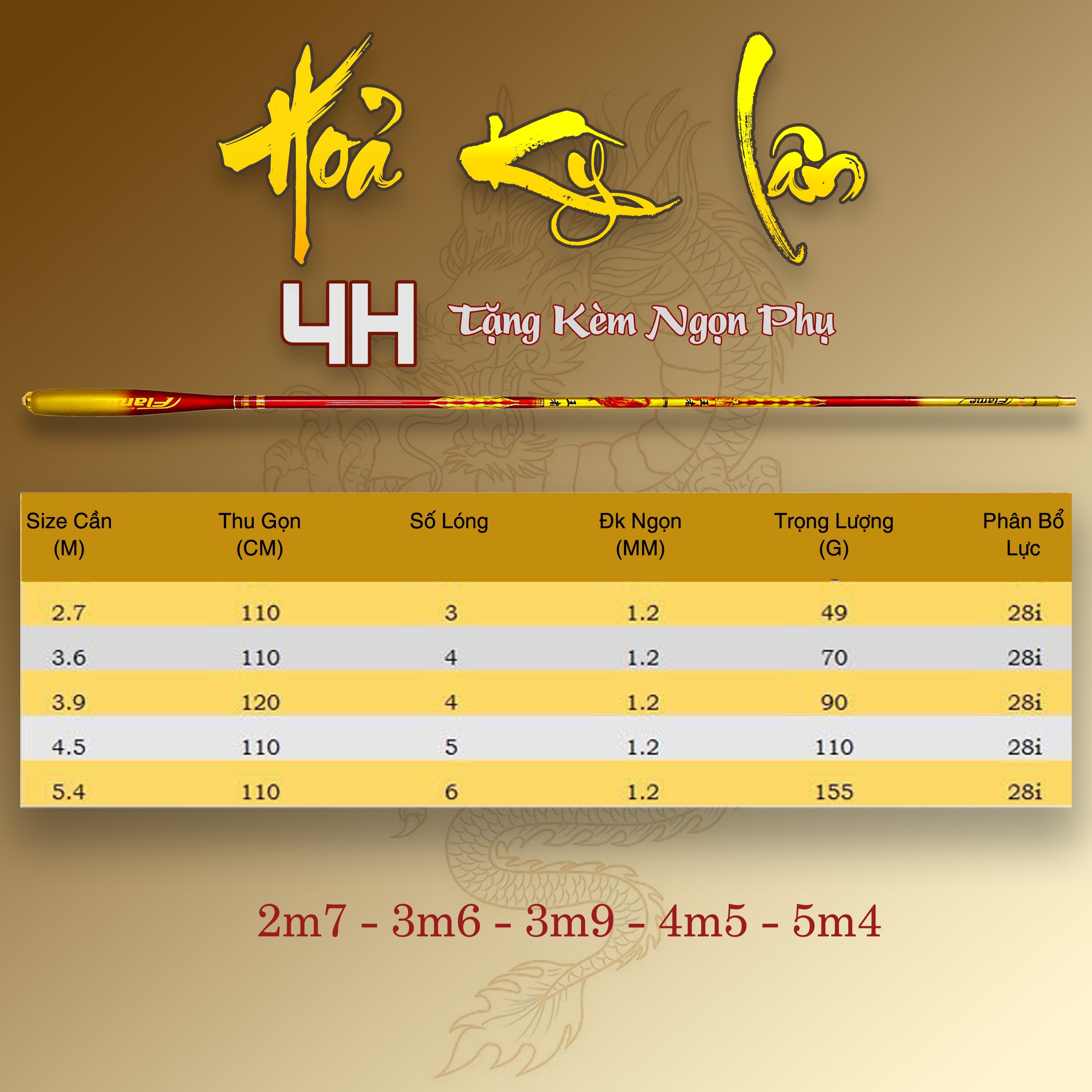 Cần câu đài hỏa kỳ lân 4h