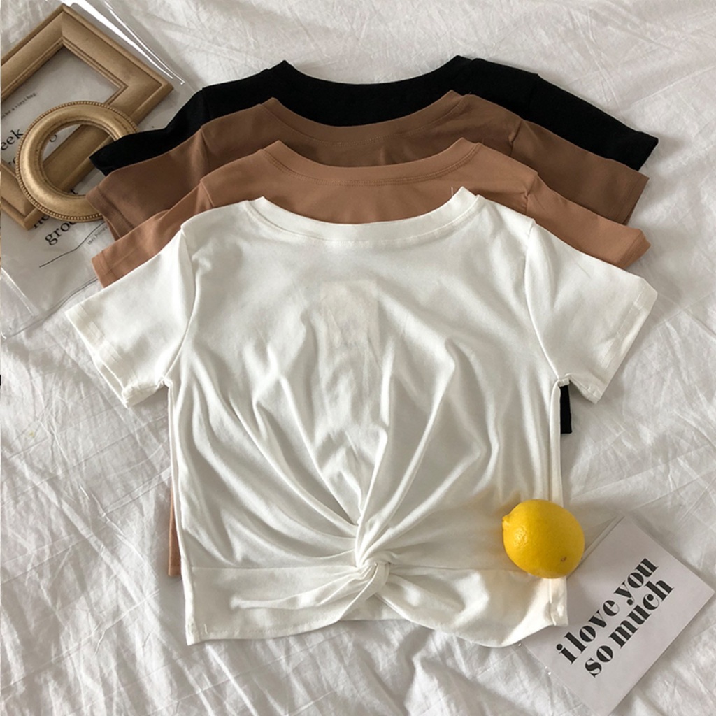 3 colors women twist crop top