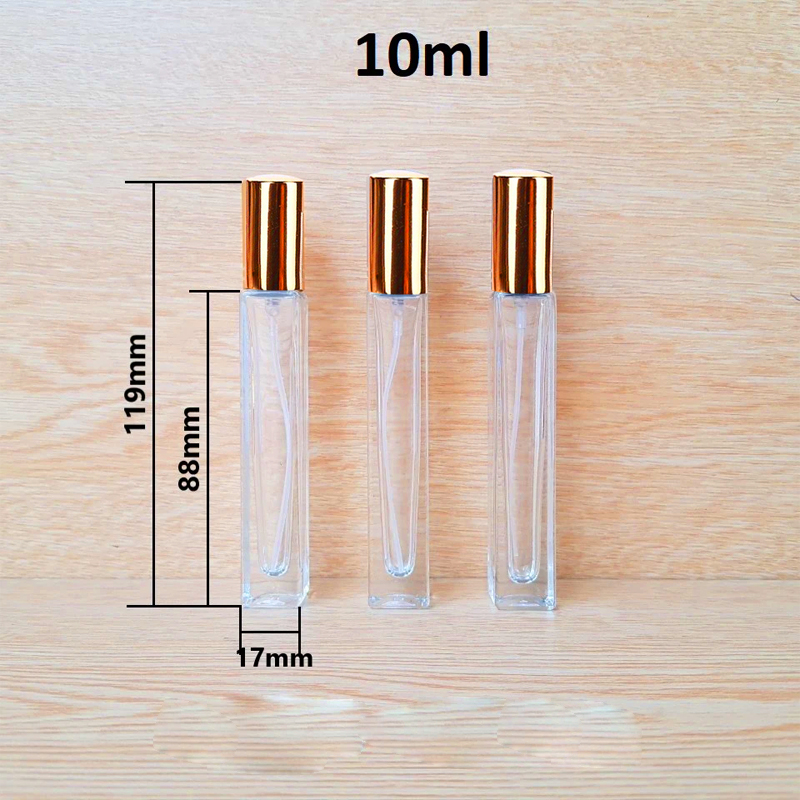 Chai chiết 10ml vuông nắp vàng/đen