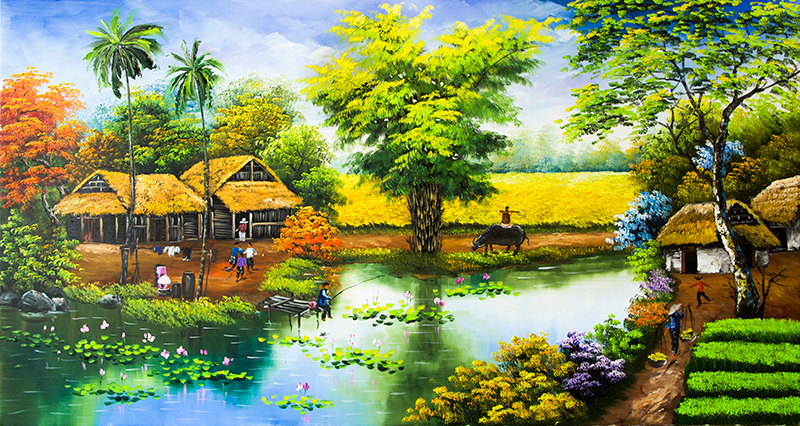 Tranh dán tường 3D đồng quê - nhiều mẫu tranh lựa chọn