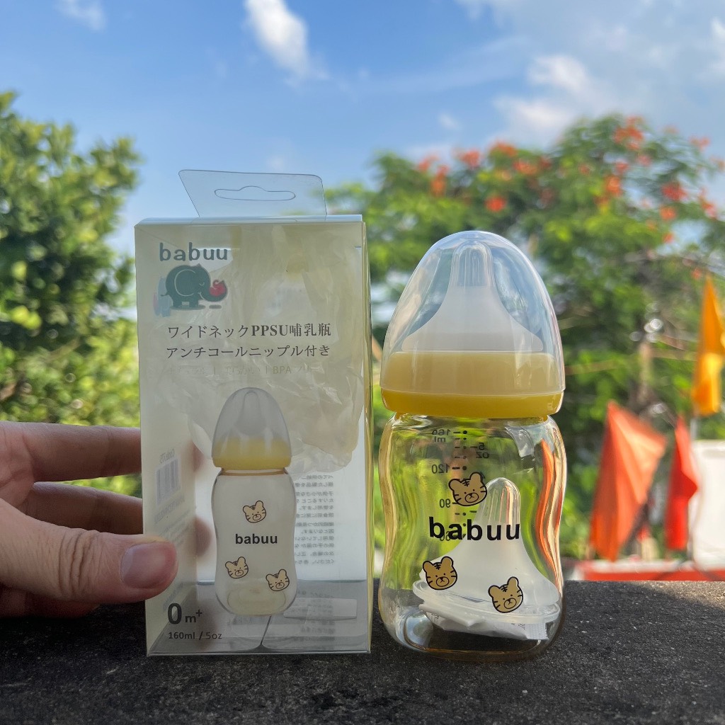 (Tặng núm) Bình sữa cổ rộng PPSU Babuu Hổ vàng 160ml-240ml