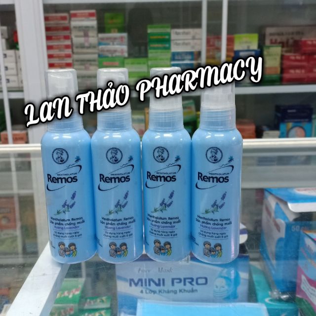 Xịt chống muỗi Remos 70ml chính hãng - hương bạc hà oải hương - làm đẹp chăm sóc cá nhân chống côn trùng