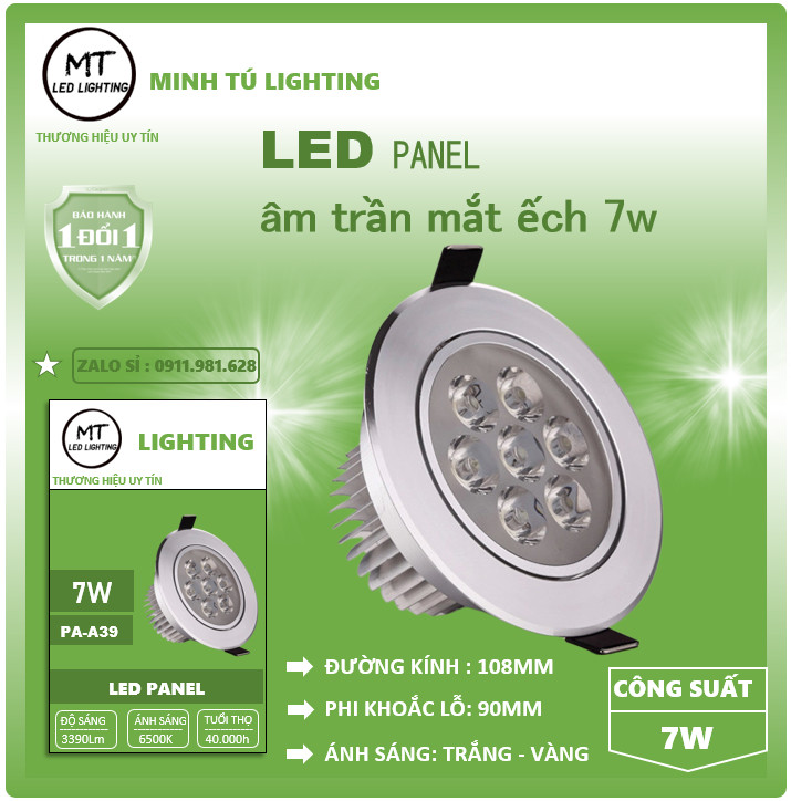 Đèn âm trần mắt ếch 3W, 5W, 7W,12W cao cấp