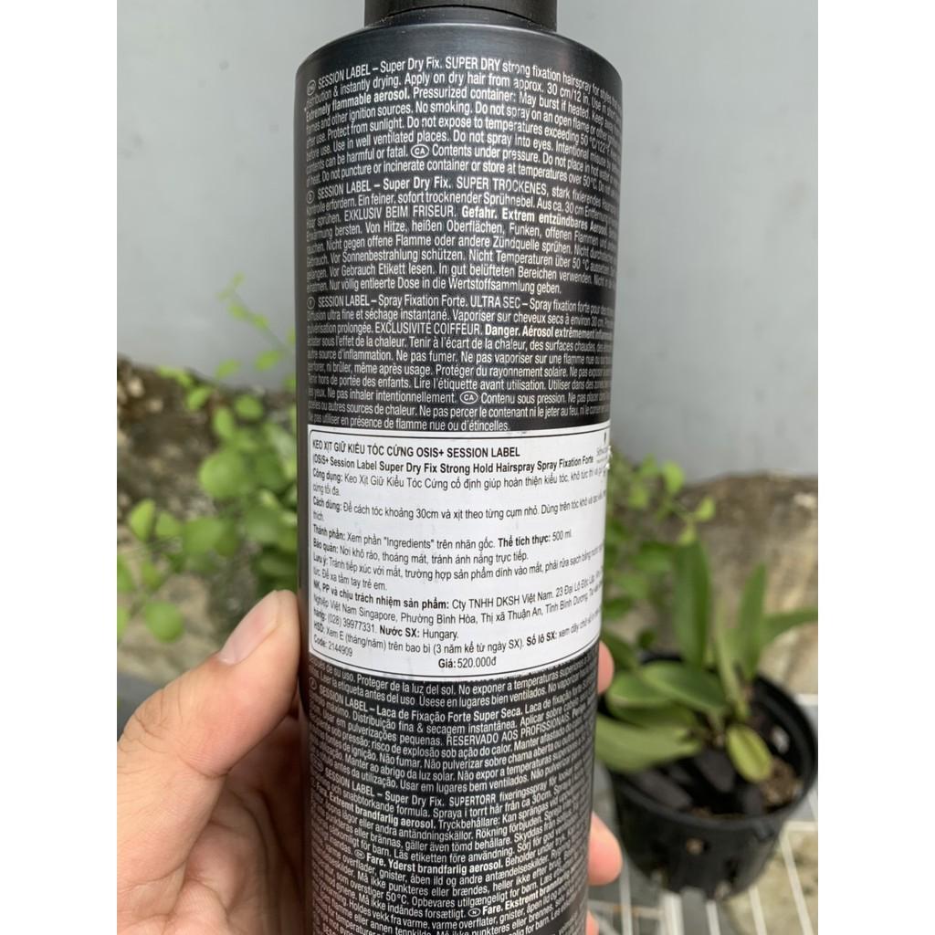 Gôm xịt tóc Osis+ Black Super Dry Fix Schwarzkopf 500ml ( Strong Hold Hairspray)