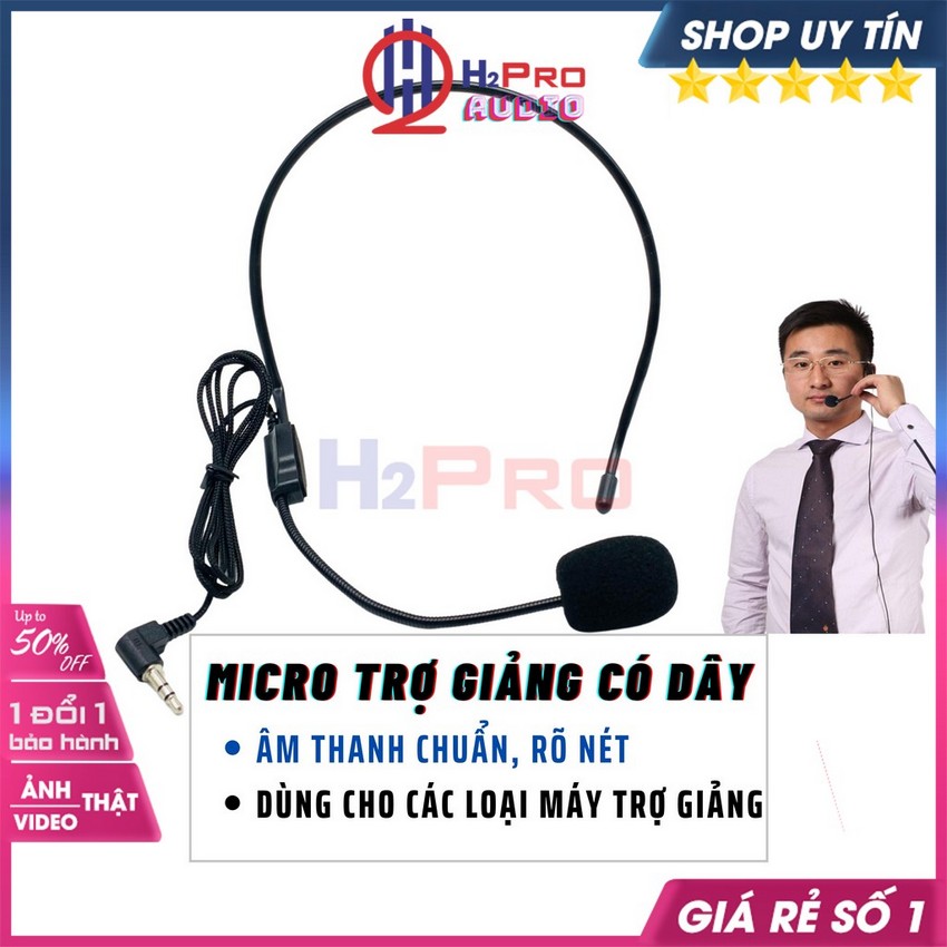 Micro Trợ Giảng Có Dây Cao Cấp, Âm Thanh Chuẩn Và Rõ Nét, Micro Quàng Tai Có Dây Dùng Cho Máy Trợ Giảng - H2Pro Audio