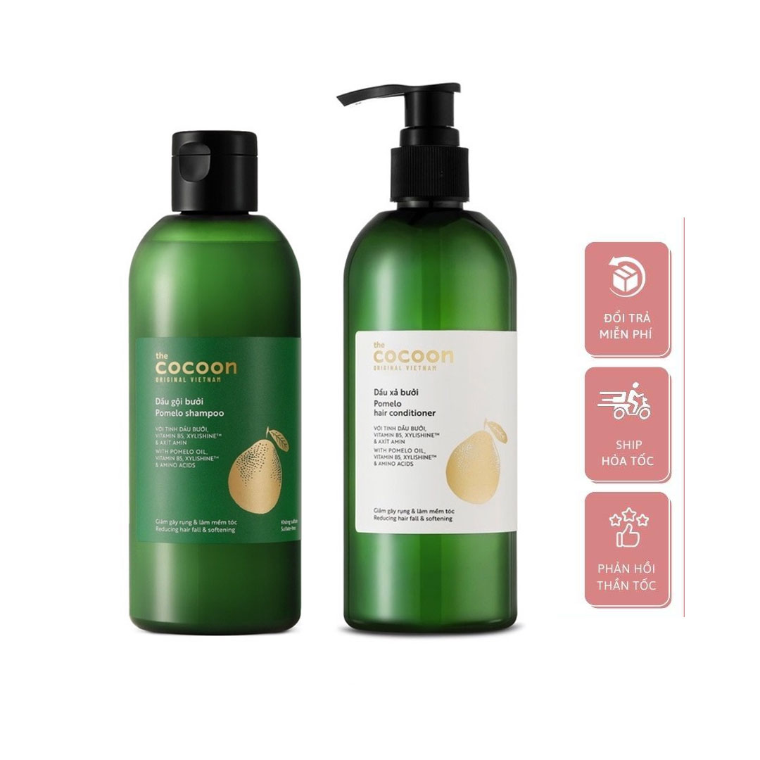 Bộ dầu gội bưởi Cocoon 310ml + Dầu xả bưởi Cocoon 310ml giảm rụng tóc cấp ẩm