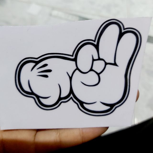 Combo 2 Tem Sticker Bàn Tay Bựa Dán Xe, Nón Giá Rẻ