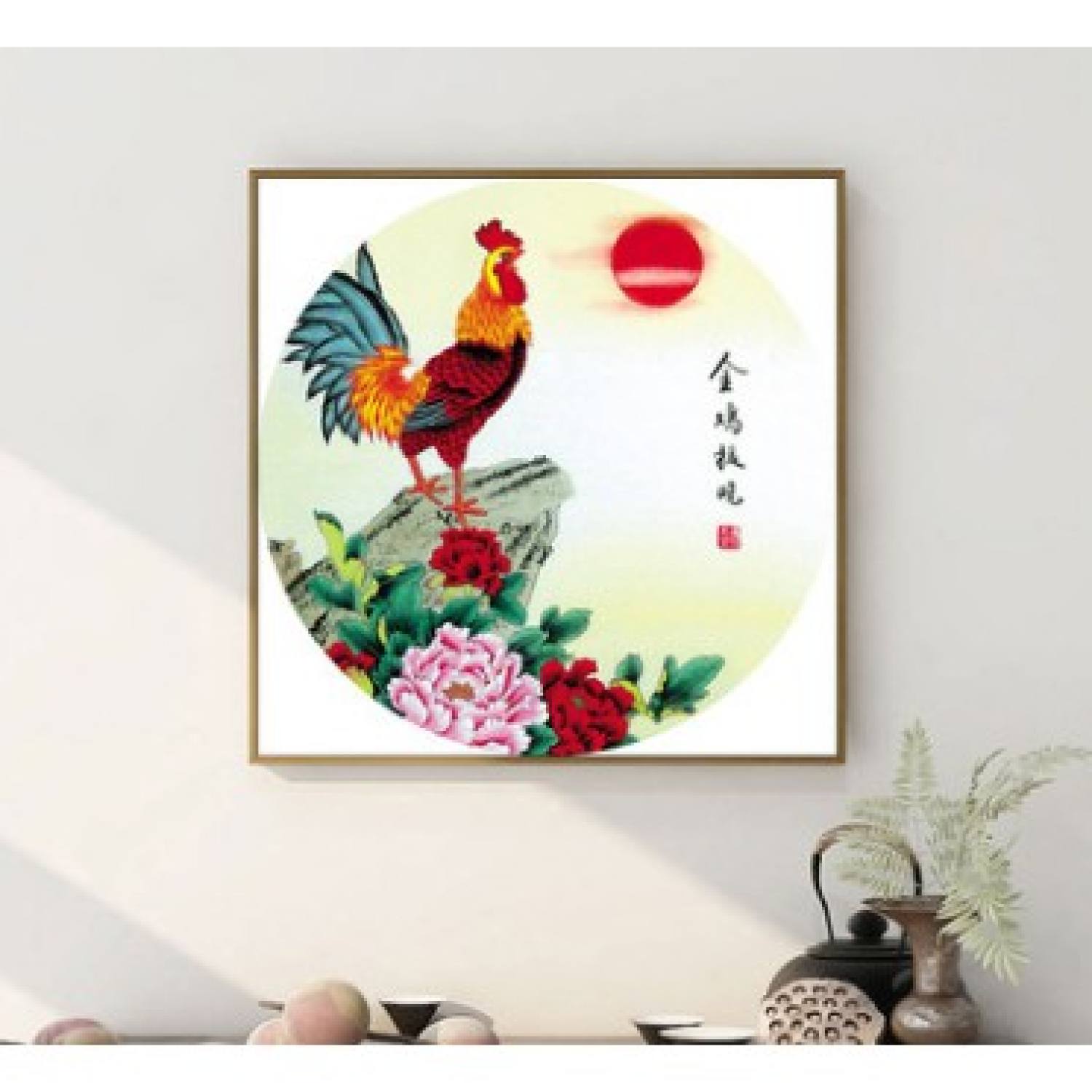 Tranh thêu chữ thập hoa chỉ lụa thêu kín