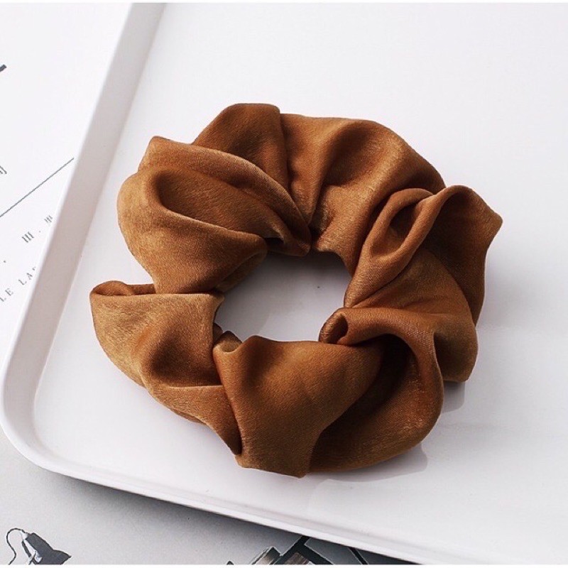 Dây buộc tóc Scrunchie vải lụa bóng nhiều màu mới