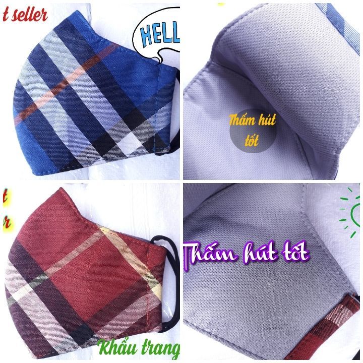 [HCM]Khẩu trang vải CARO đỏ