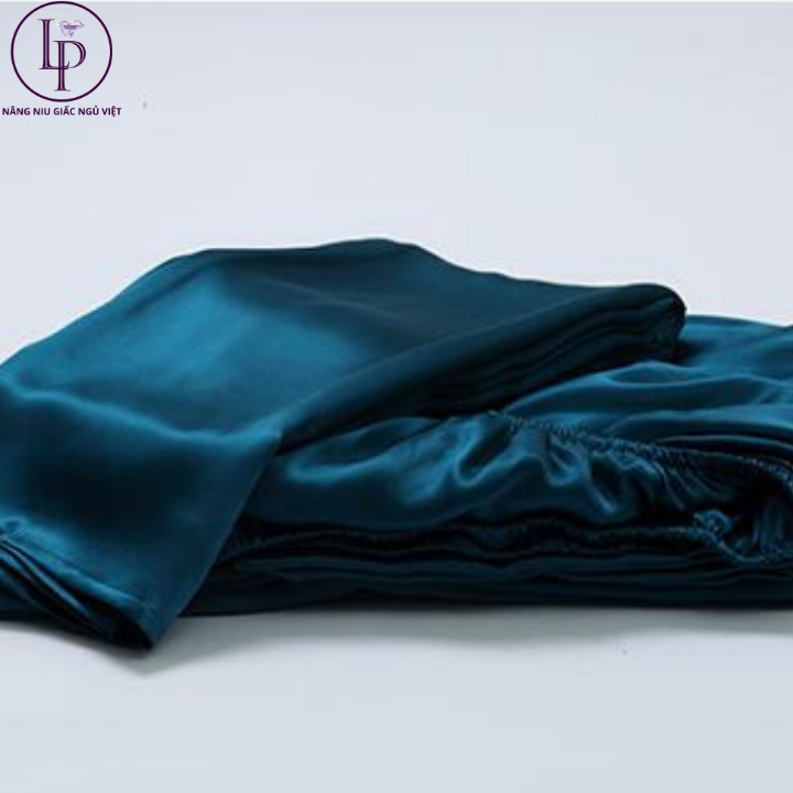 BỘ GA GIƯỜNG DRAP GỐI PHI LỤA MÀU XANH CỔ VỊT CAO CẤP LAN BEDDING