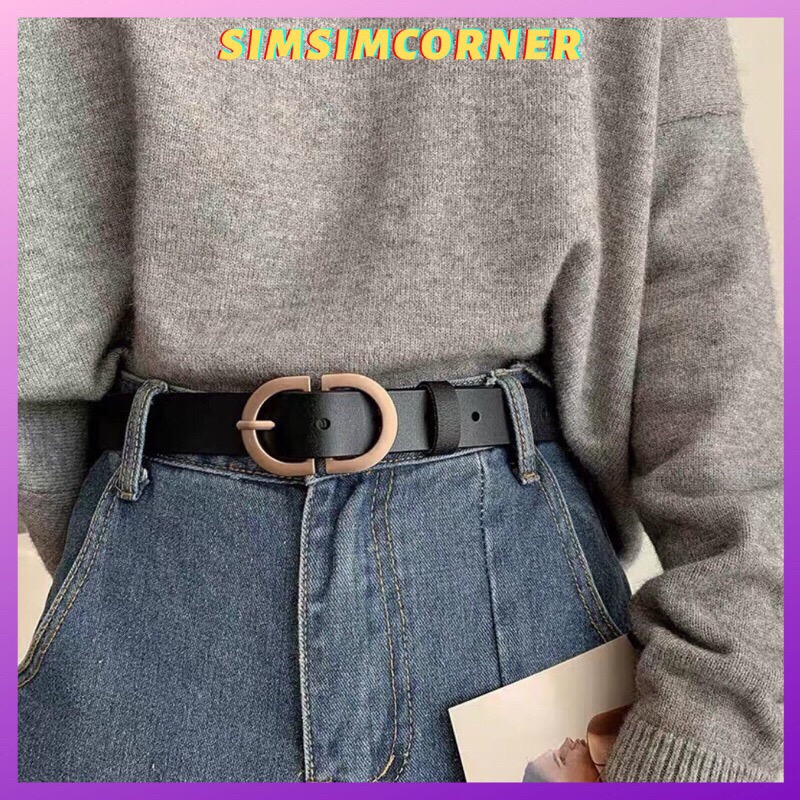 Luxury brass gold face d belt - super pretty korean style men's and women's leather belt tl013