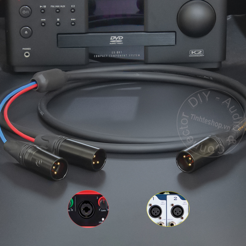 Jack canon đực 1 ra 2 DIY 0.5 đến 5 mét - Cáp XLR đực sang 2 đực