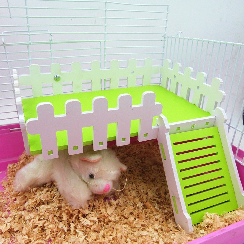 tầng gỗ màu hàng rào 2 size dành cho hamster  - T3 PETS SHOP