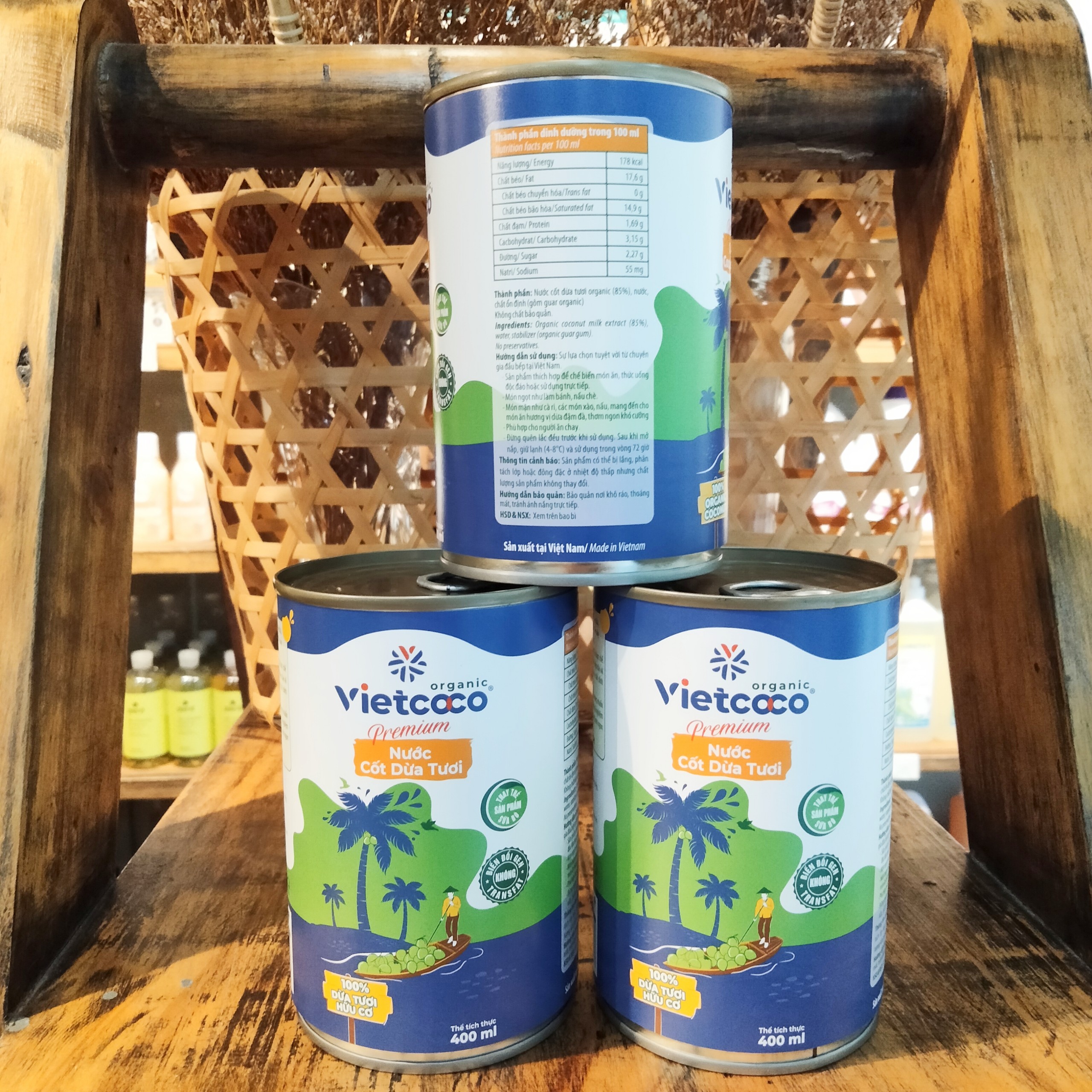 Nước cốt dừa tươi Premium Organic VIETCOCO - Lon 400ml - Leafhouse hcm