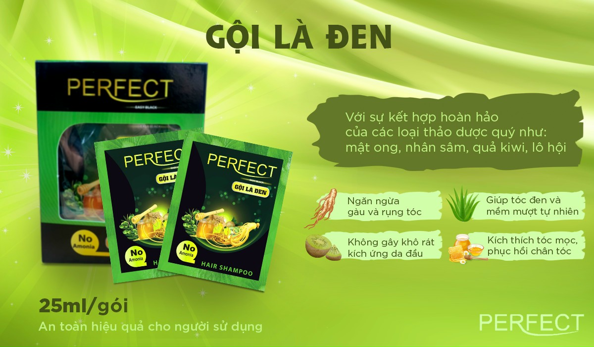 DẦU GỘI ĐẦU PHỦ BẠC GỘI LÀ ĐEN PERFECT