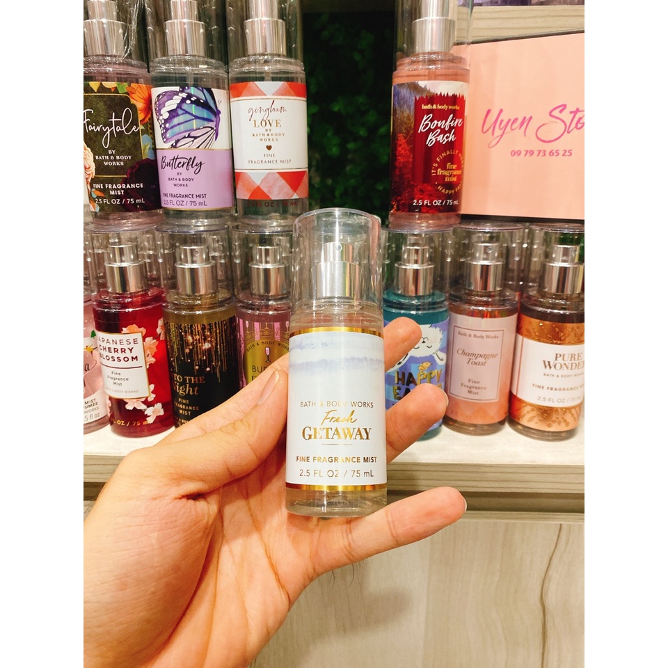 MINI TRAVEL SIZE 75ML - XỊT THƠM BODY MIST TOÀN THÂN BATH & BODY WORKS USA - SIZE DU LỊCH FULL SEAL CỦA HÃNG
