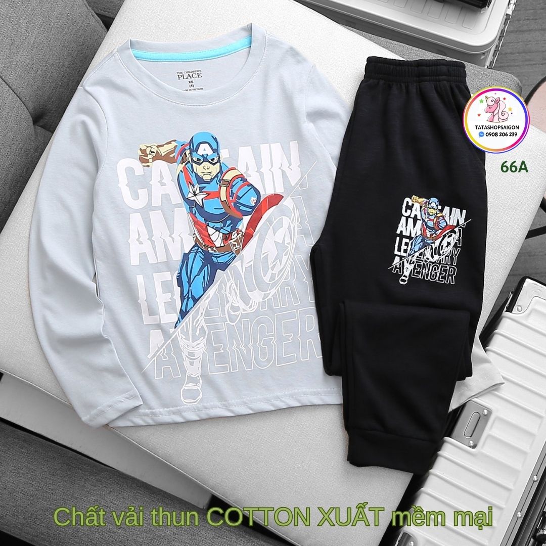 [HCM][ 23 50kg] Bộ tay dài bé trai thun cotton hàng xuất dư T142