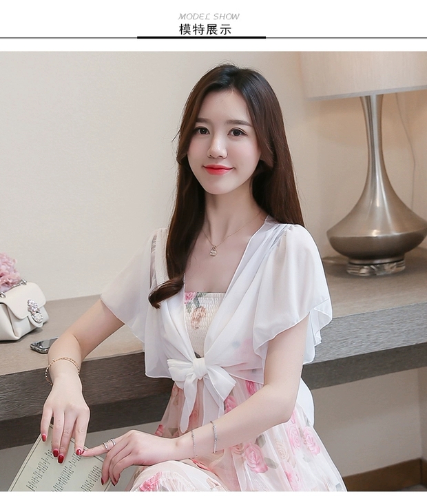 Áo khoác voan thắt nơ nhẹ nhàng