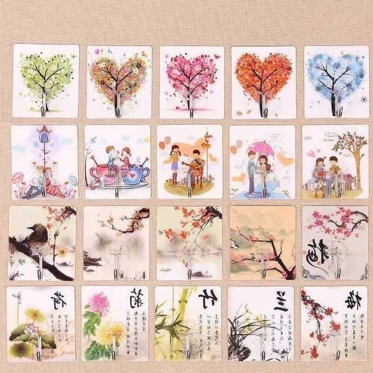Combo 10 - Móc dán tường 4D hoạ tiết chịu lực