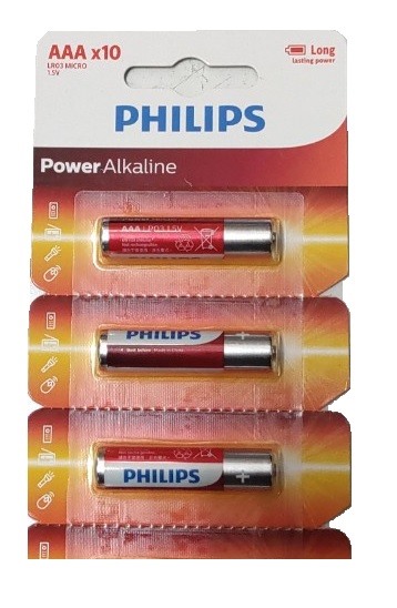 Vỉ 10 viên Pin Alkaline AAA Philips LR03P10TS