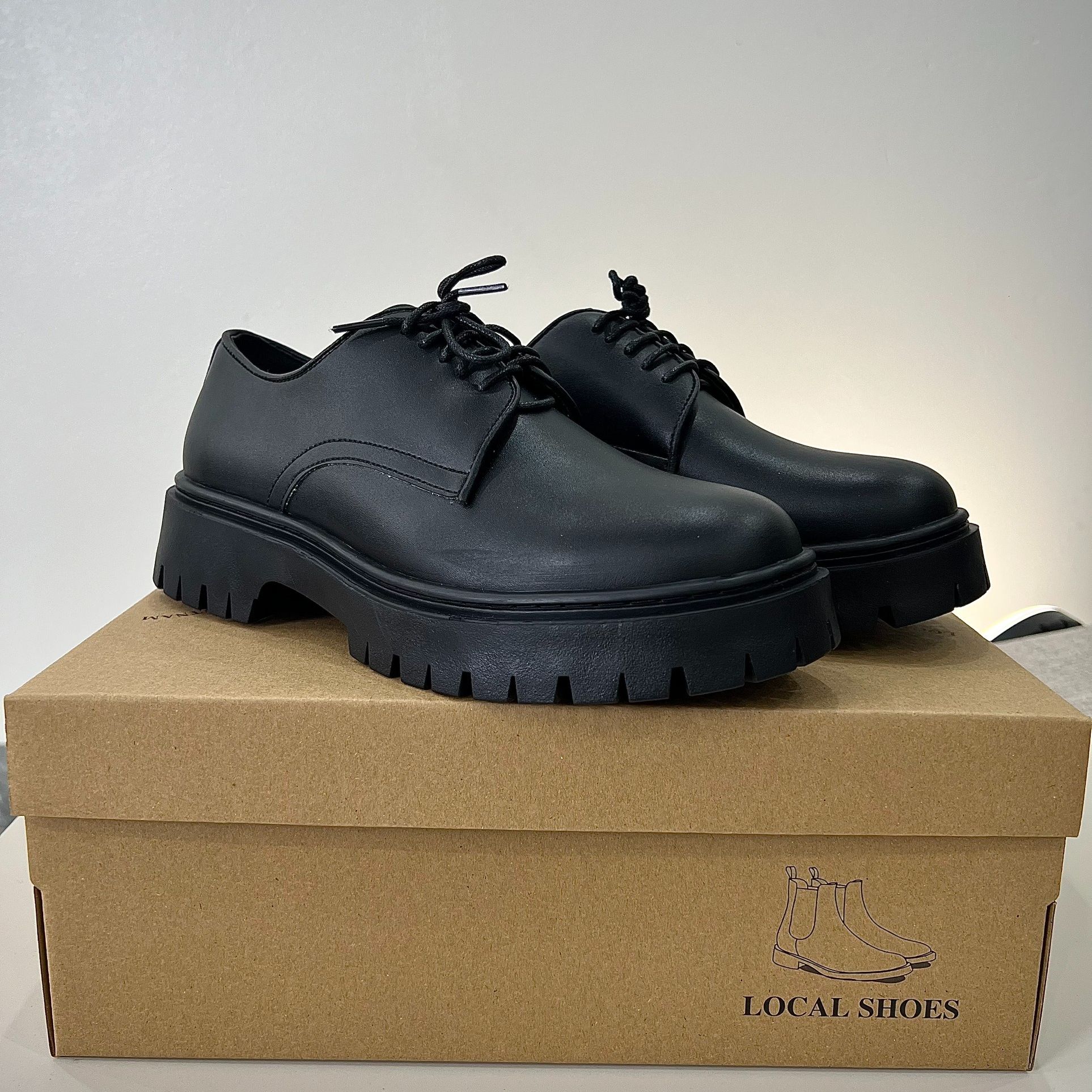 Chunky Derby Nam Da Mờ, Giày Chiến Binh đế 5cm