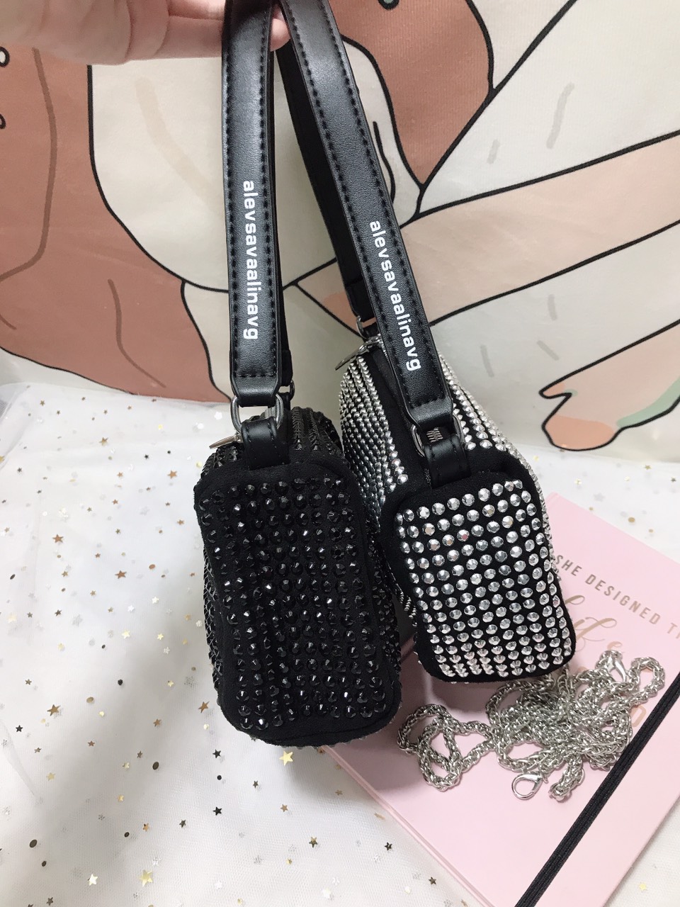 Túi kẹp nách đính đá sang chảnh (không phải hàng đá dán) S009