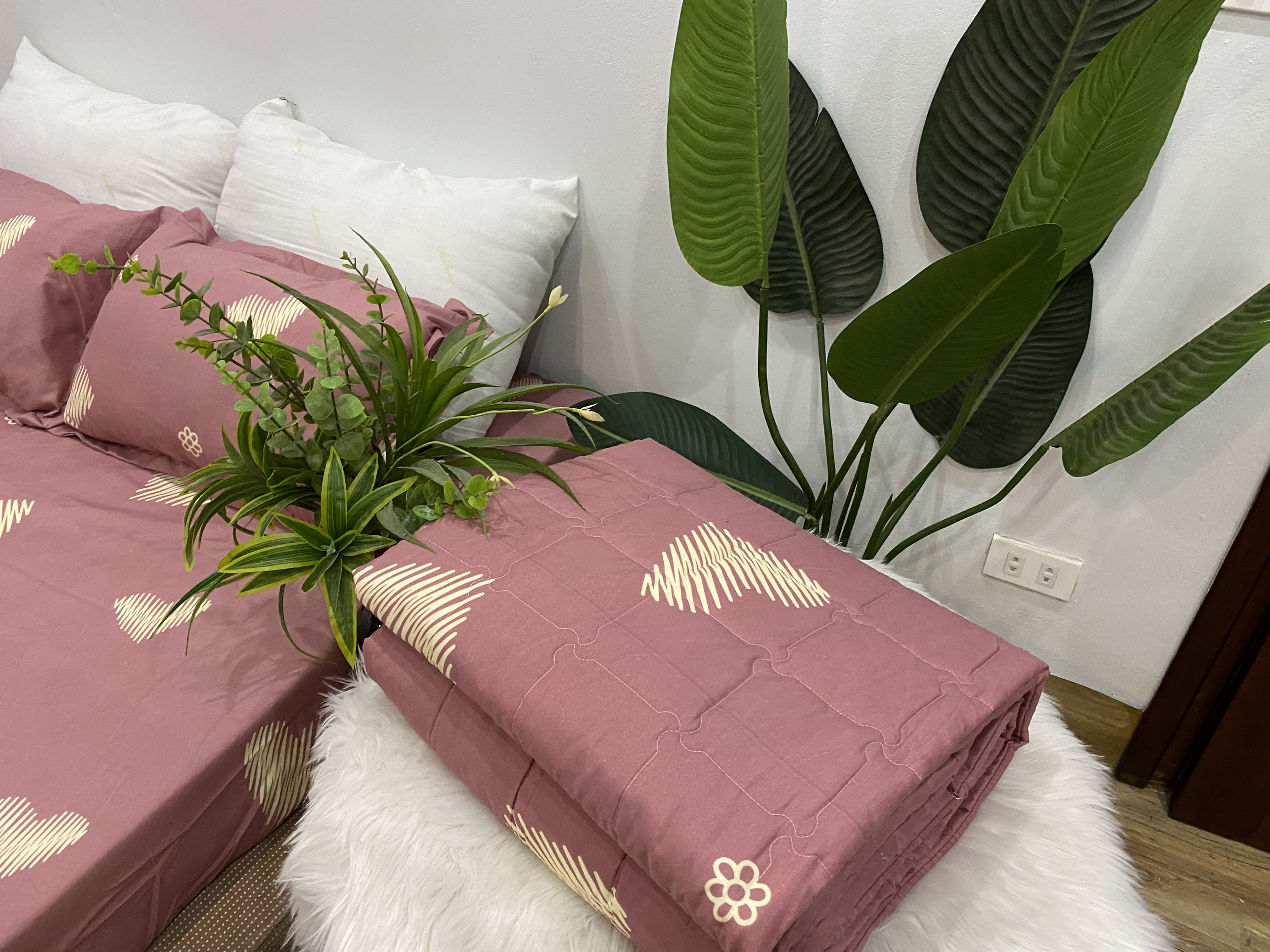 Set Ga Gối Mẫu Trái Tim Xước CHM22